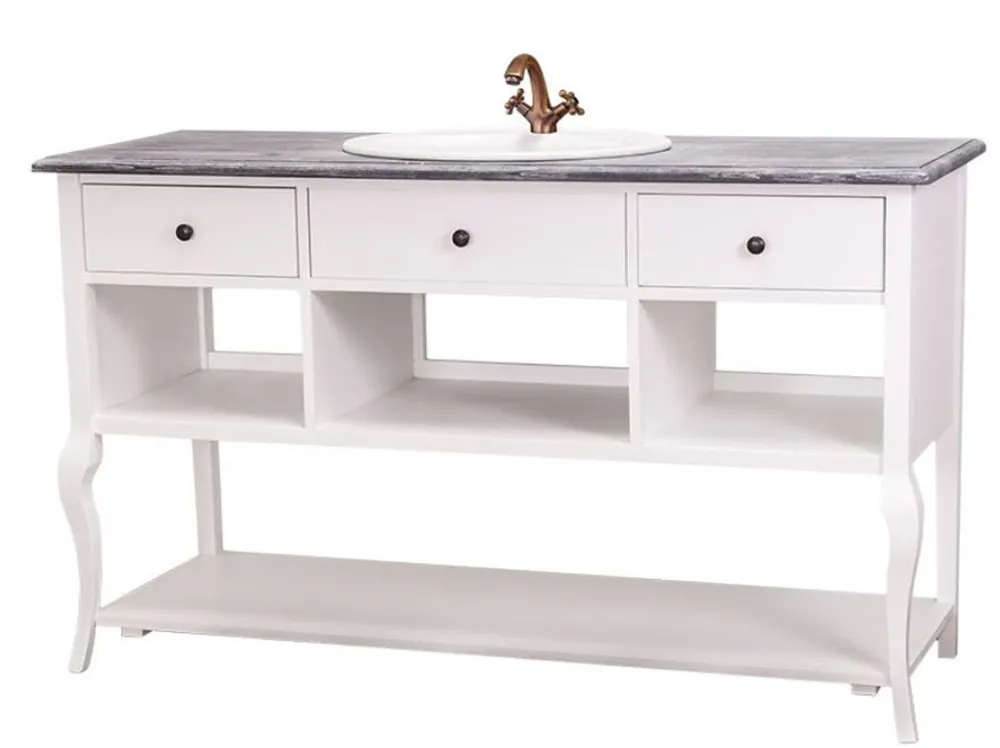 Billig Casa Padrino Country Style Washbasin Vanity Unit Without Sink Gray / White - Bathroom Cabinet