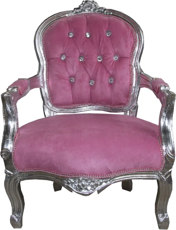 Casa Padrino Baroque Highchair Pink / Silver Bling Bling Rhinestones - Children's Furniture Nur Heute