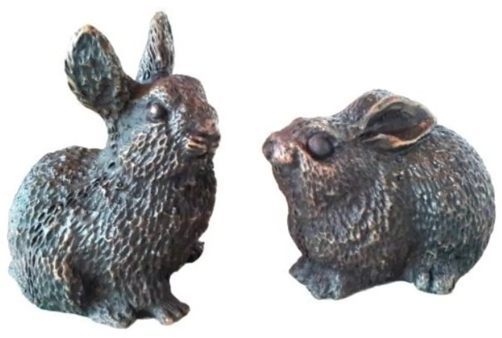 Zertifiziert Casa Padrino luxury decorative bronze rabbits 10 x 6 x H. 9 cm - Bronze Figures Set