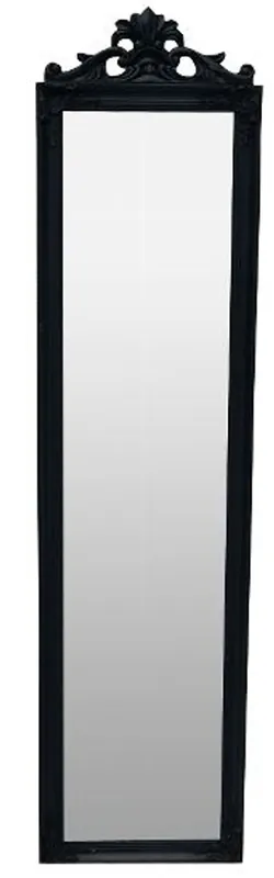 Geprüft Casa Padrino Baroque Standing Mirror Black with beautiful Baroque Frame and Ornament H. 180 cm - Handmade