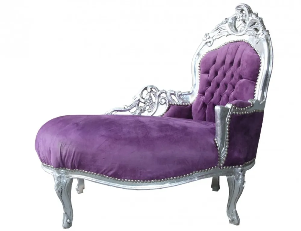 Preisreduziert Casa Padrino Baroque Kids chaise Purple / Silver - Kids Furniture