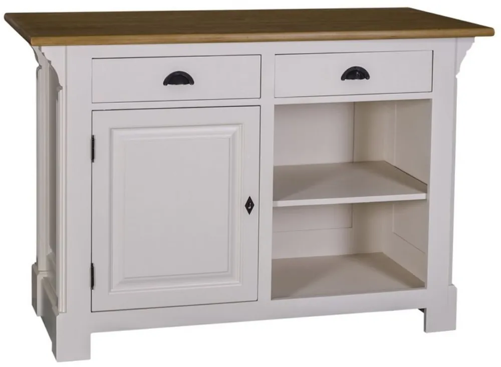 Top-Seller Casa Padrino country style counter light gray / natural colors 140 x 68 x H. 95 cm - Counter with Oak Wood Table Top