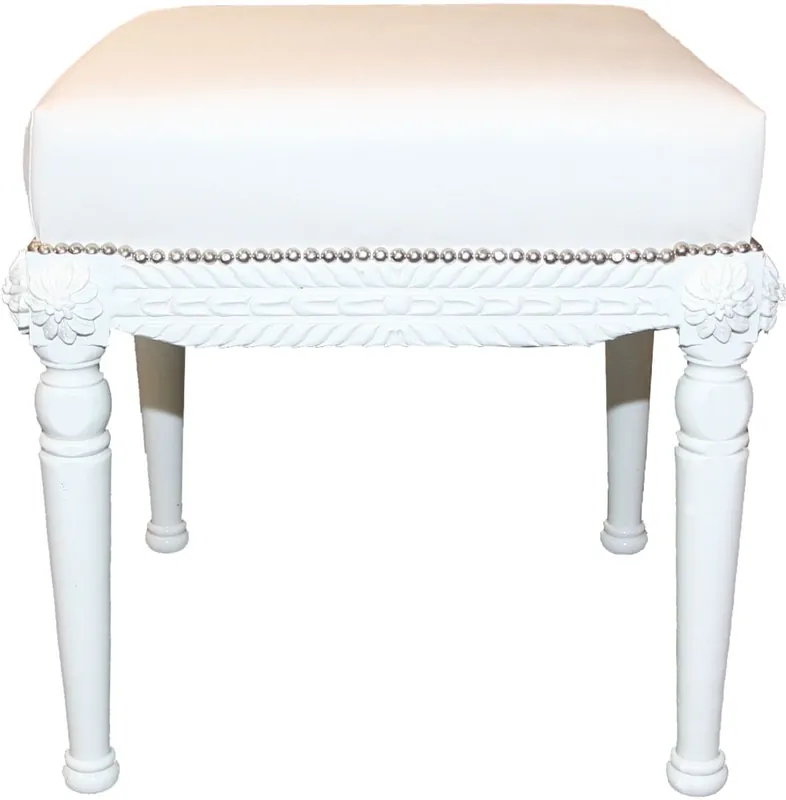 Mega-Angebot Casa Padrino Baroque Antique Style Stool in White / White W 56 cm, H 54 cm - Baroque stool