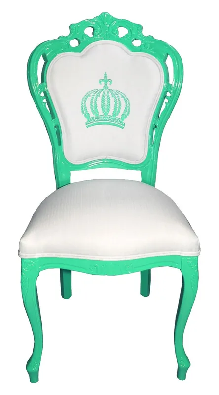 Sale Pompöös by Casa Padrino Luxury Baroque Dining Chair Green / White - Pompööser Baroque Chair designed by Harald Glööckler