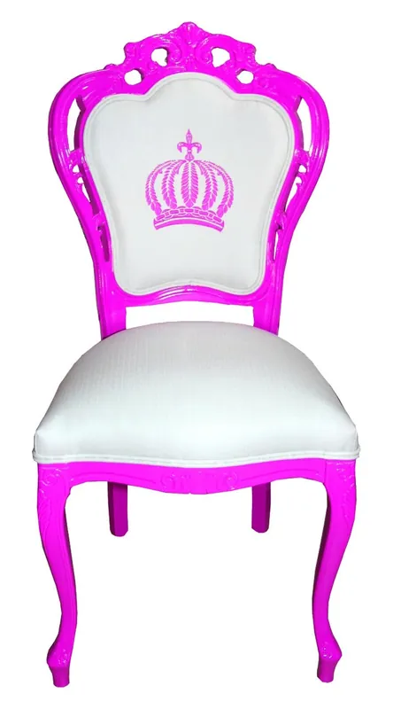 Solange Der Vorrat Reicht Pompöös by Casa Padrino Luxury Baroque Dining Chair Magenta / White - Pompööser Baroque Chair designed by Harald Glööckler