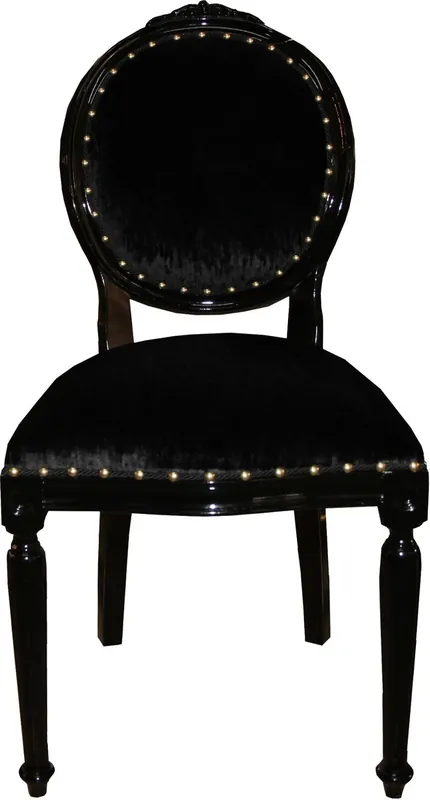 Angebot Casa Padrino Baroque medallion luxury dining chair without armrests in black / black - Limited Edition