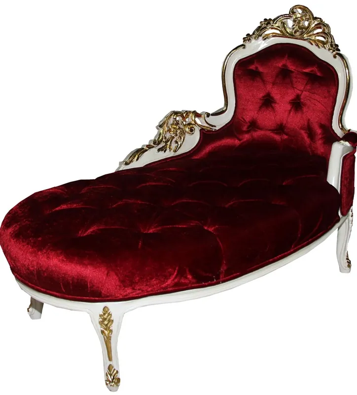 Echt Casa Padrino Baroque Ladies Chaise Longue Bordeaux / Cream / Gold B 125 cm - Baroque furniture