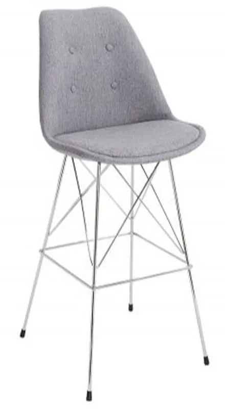 Casa Padrino Designer Chair Retro Gray 49 x 50 x H. 119 cm - Barstool with backrest Schnäppchen