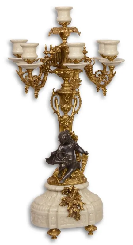 Casa Padrino Baroque Candle Holder White / Gold 29.5 x 26.5 x H. 59.4 cm - Elegant and Sumptuous Ausverkauf
