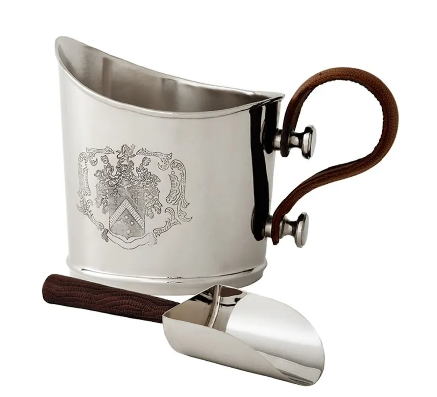 Casa Padrino Luxury Ice Bucket with Shovel Set Silver / Brown 24 x 15 x H. 18 cm - Hotel & Restaurant Accessories Sale