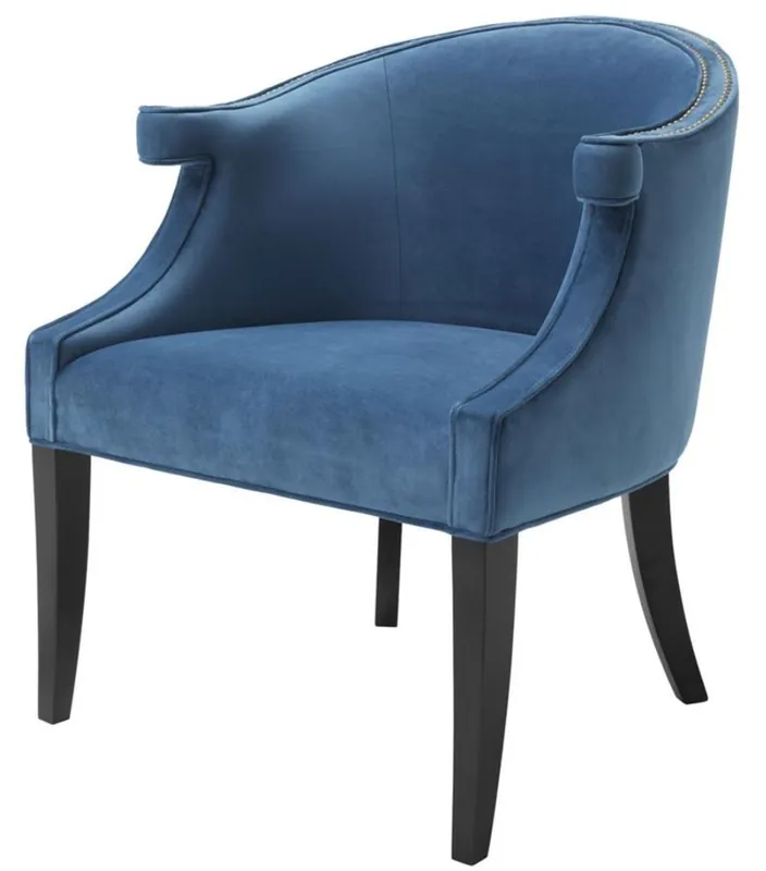 Casa Padrino luxury salon armchair with armrests blue / black 70 x 70 x H. 83 cm - Hotel Furniture Neu Im Sortiment