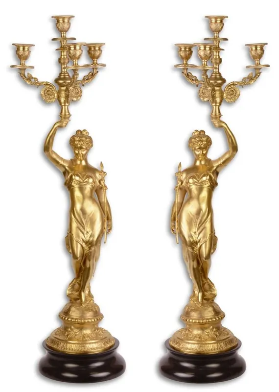Casa Padrino Baroque Candlestick Set Gold / Black 20 x 20 x H. 64 cm - Baroque Style Candle Holder Nur Für Kurze Zeit