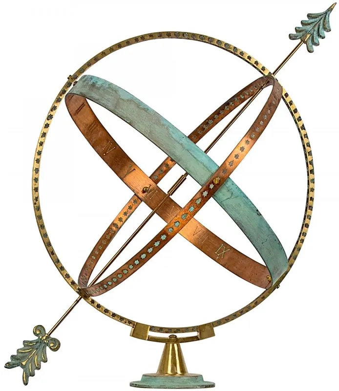 Preiswert Casa Padrino Art Nouveau Sundial Gold / Copper / Mint Green Ø 50 x H. 60 cm - Handmade Luxury Garden Decoration