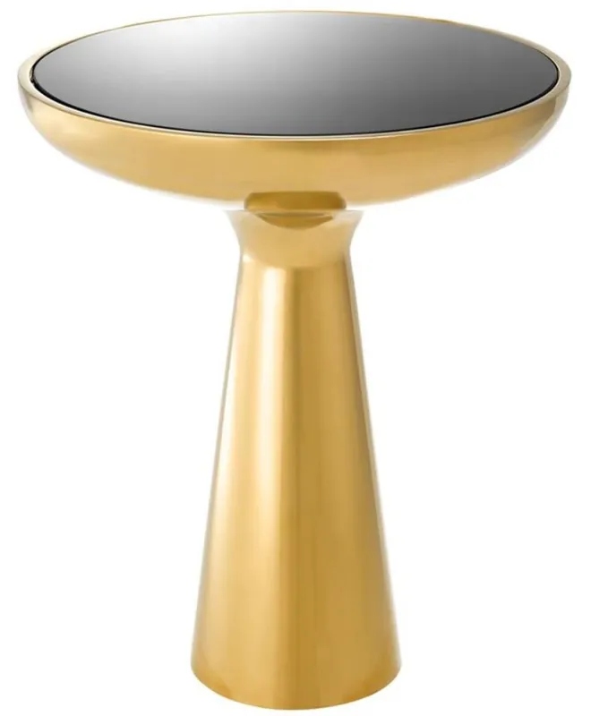 Casa Padrino Luxury Side Table Gold / Black Ø 50 x H. 60 cm - Round Stainless Steel Table with Glass Top Online Kaufen