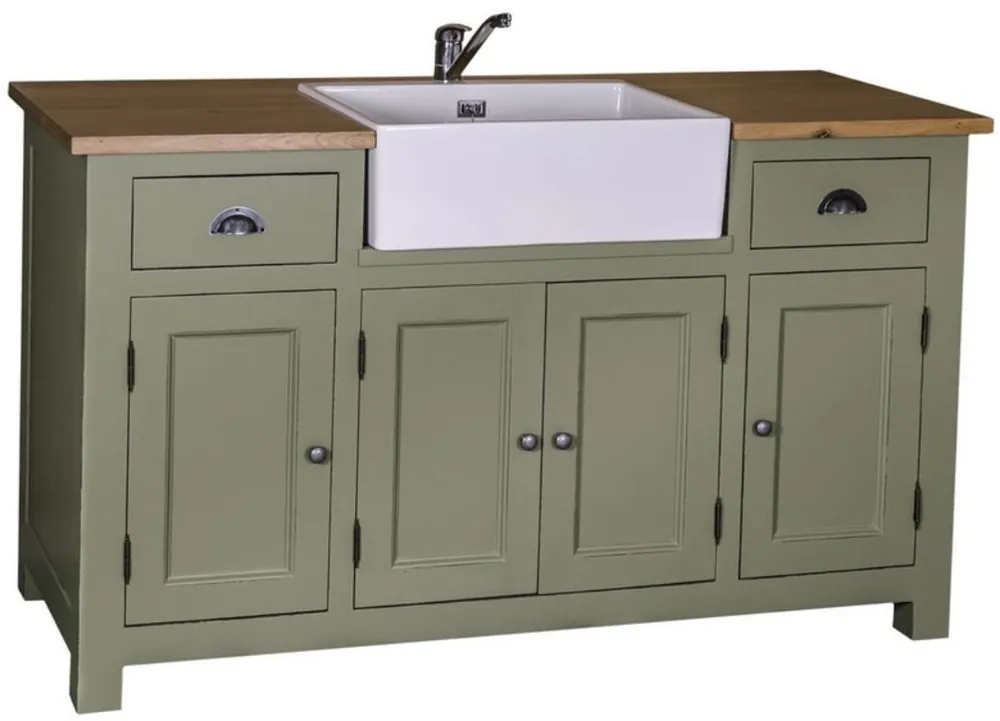 Heißes Angebot Casa Padrino country style washbasin cabinet green / natural 155 x 65 x H. 90 cm - Bathroom Cabinet with 4 Doors and 2 Drawers