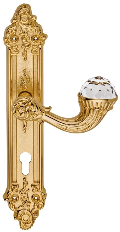 Garantierte Lieferung Casa Padrino luxury Art Nouveau door handle set with plate and Swarovski crystal glass gold 15.5 x H. 33.5 cm - Hotel Accessories