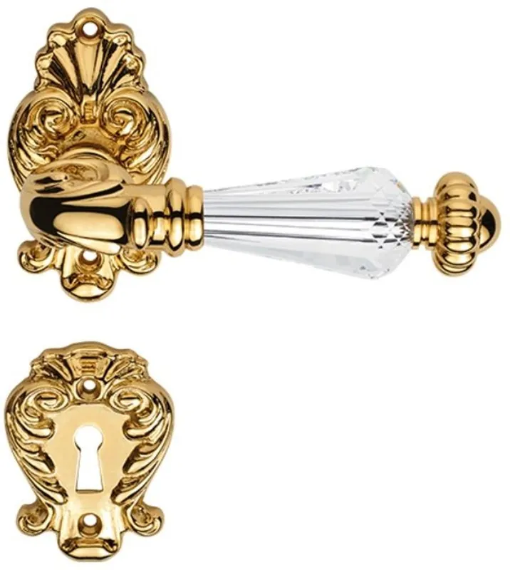 Online Kaufen Casa Padrino Luxury Baroque Brass Door Handle Set with Swarovski Crystal Glass Gold 13.4 x H. 8.2 cm - Luxury Collection