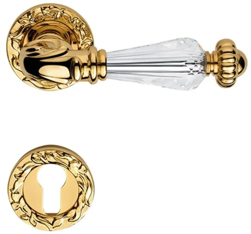 Casa Padrino Luxury Baroque Brass Door Handle with Swarovski Crystal Glass Gold 13.7 x H. 5.3 cm - Luxury Collection Neue Kollektion