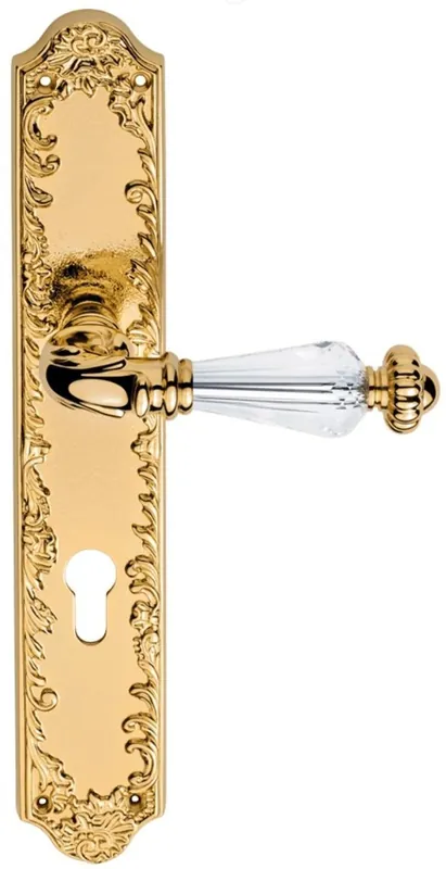 Casa Padrino Luxury Baroque Door Handle Set with Swarovski Crystal Glass Gold 13.7 x H. 30 cm - First Class Quality Made in Italy Neu