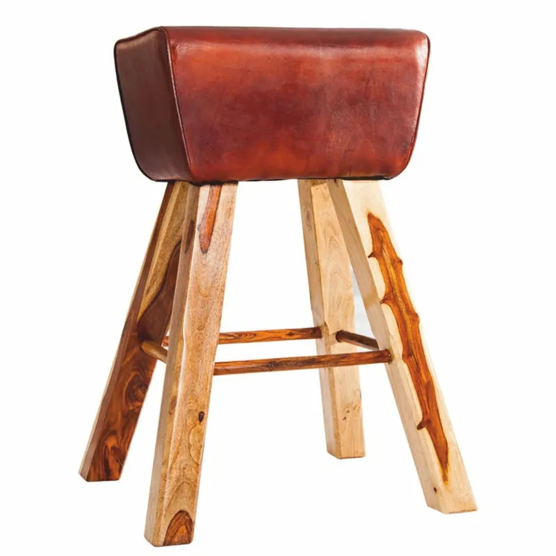 Sonderaktion Casa Padrino Designer Genuine Leather Bar Chair Brown - Bar Stools - Furniture Restaurant Hotel