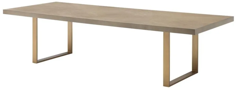 Casa Padrino dining table kitchen table brown / brass 300 x 115 x H. 75 cm - Luxury Kitchen Furniture Super-Preis