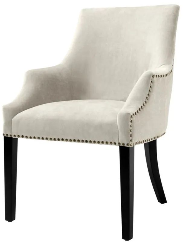 Casa Padrino luxury dining chair with armrests sand colors / black 60 x 71 x H. 92 cm - Dining Room Furniture Neue Ware