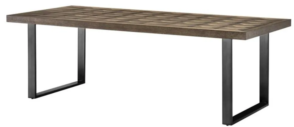 Casa Padrino dining table brown / bronze 230 x 100 x H. 75 cm - Luxury Kitchen Table with Oak Veneer Table Top Billig