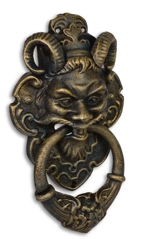 Casa Padrino door knocker Baroque Devil Face cast iron brass colors 32.7 cm - Antique Jugendstil Gründerzeit Billig