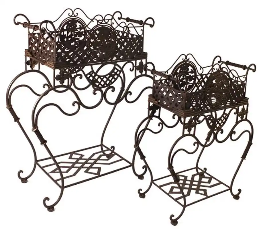 Beliebt Casa Padrino Baroque Set Metal Plant Pot Stand Rust Colors - Flower Pot Stand - Flower Stand