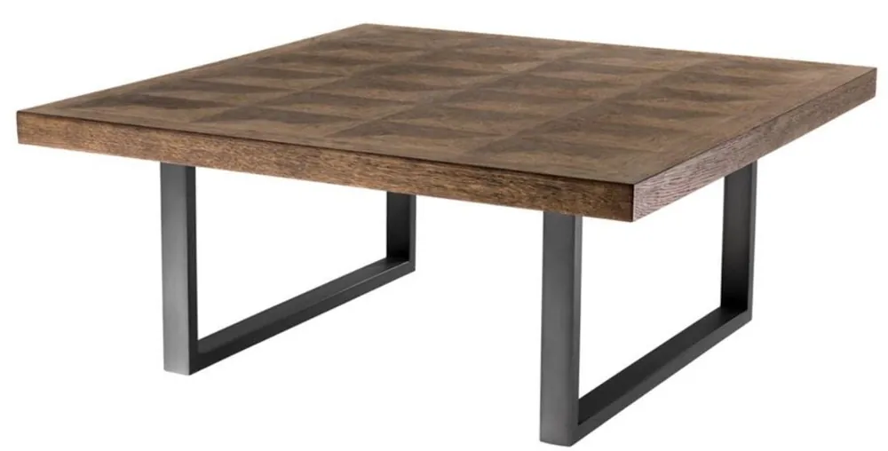 Knallerangebot Casa Padrino Coffee Table Brown / Bronze 100 x 100 x H.43 cm - Luxury Coffee Table with Oak Veneer Table Top