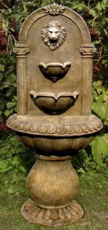 Casa Padrino Baroque Wall Fountain Leo 45 x H. 103 cm - Artificial Stone Garden Fountain in Baroque Style Knallerangebot