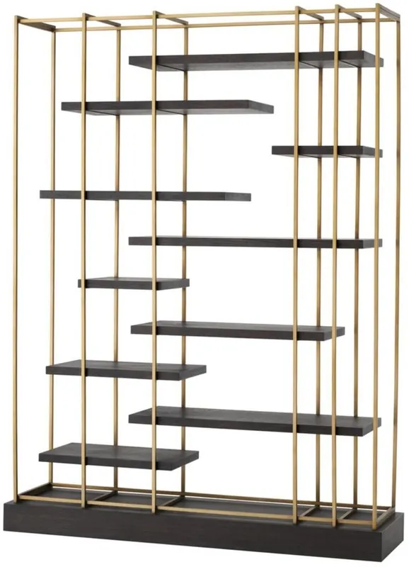 Sonderangebot Casa Padrino Luxury Living Room Shelf Cabinet Dark Gray / Brass 166 x 45 x H. 222 cm - Living Room Cupboard