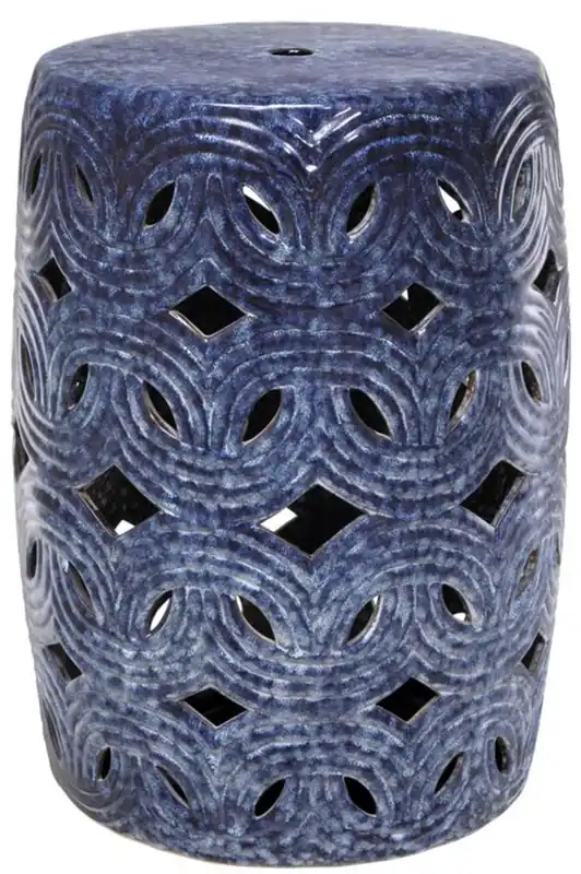 Schnäppchen Casa Padrino ceramic drum blue Ø 33 x H. 45 cm - Designer living room decoration