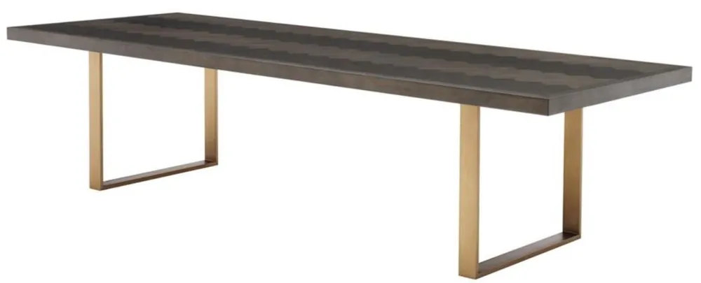 Casa Padrino luxury dining table dark brown / brass 300 x 115 x H. 75 cm - Luxury Dining Room Table Ausverkauf