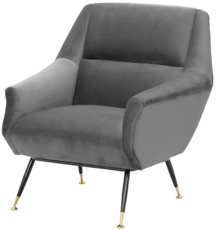 Casa Padrino luxury salon armchair gray / black / brass 75 x 75 x H. 78 cm - Hotel Furniture Top-Preis
