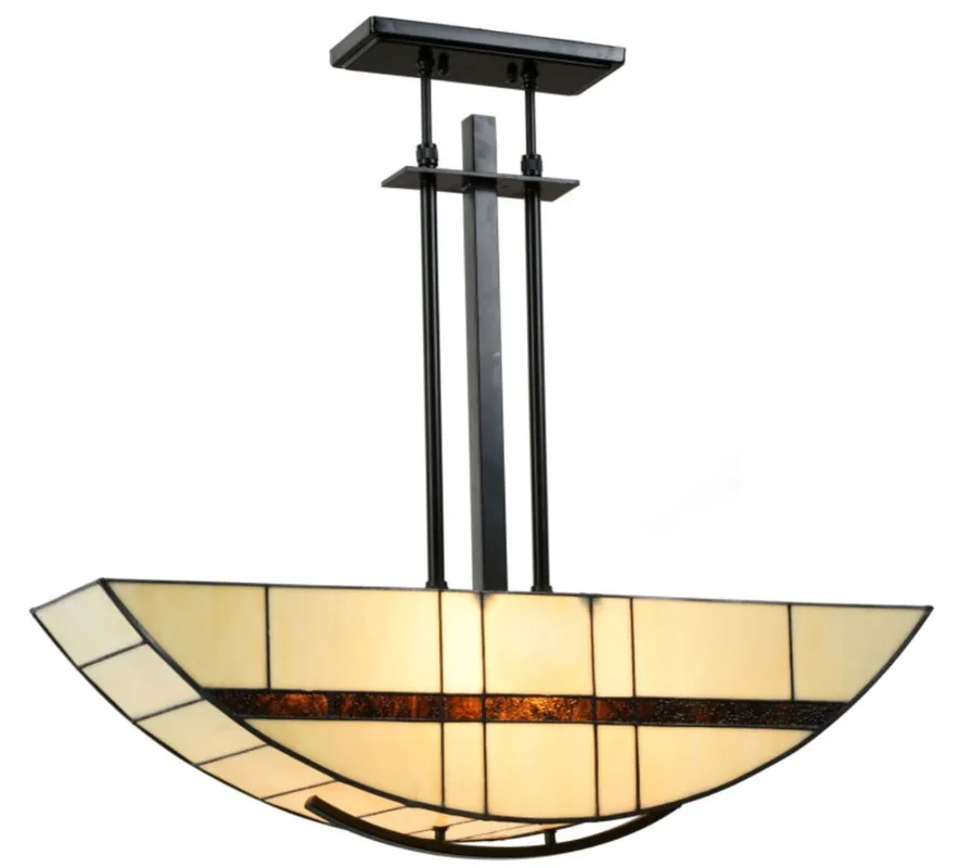 Casa Padrino Luxury Tiffany Hanging Lamp Beige / Black 80 x 20 x H. 69-95 cm - Hotel & Restaurant Pendant Lamp Heißes Angebot