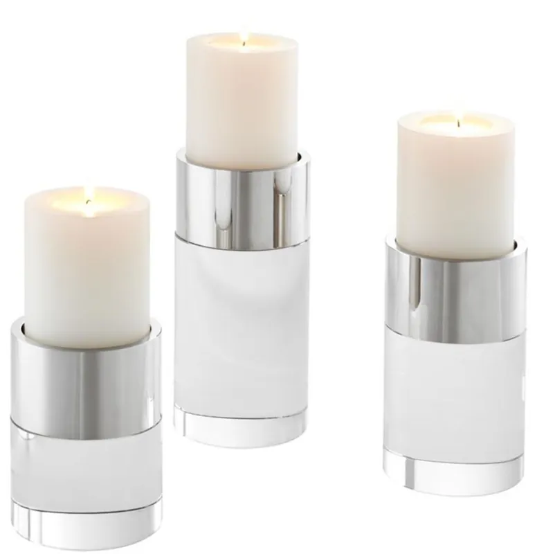 Casa Padrino Luxury Crystal Glass Tealight Holder Set Silver - Living Room Decoration Garantierte Lieferung