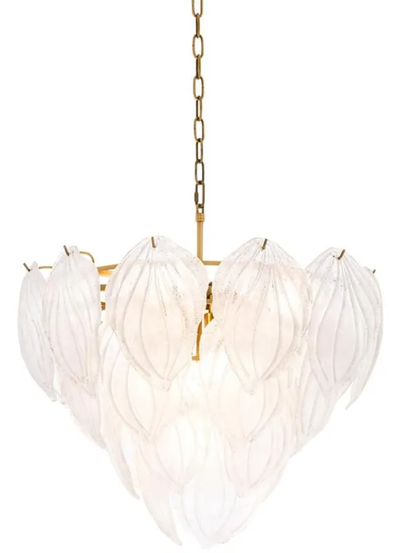 Casa Padrino Chandelier Antique Brass Ø 62 x H. 60 cm - Luxury Chandelier with Frosted Glass Must-Have