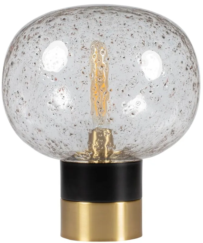 Saisonangebot Casa Padrino luxury table lamp black / brass Ø 34 x H. 38 cm - Designer Table Lamp