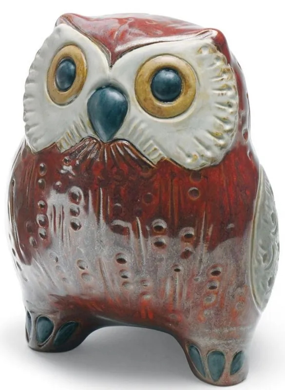 Casa Padrino luxury porcelain figurine owl red / multicolor 13 x H. 16 cm - Deco Sculpture Kracherpreis
