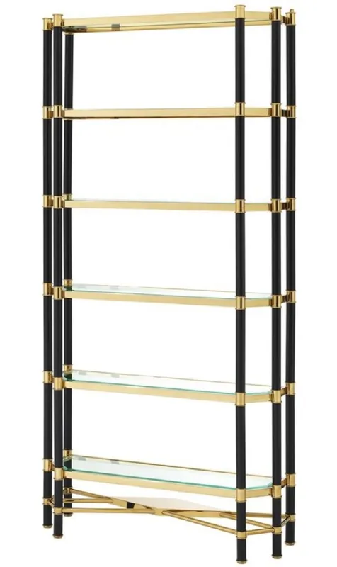 Wochenendangebot Casa Padrino Luxury Living Room Shelf Cabinet Gold / Black 110 x 35 x H. 220 cm - Living Room Cabinet