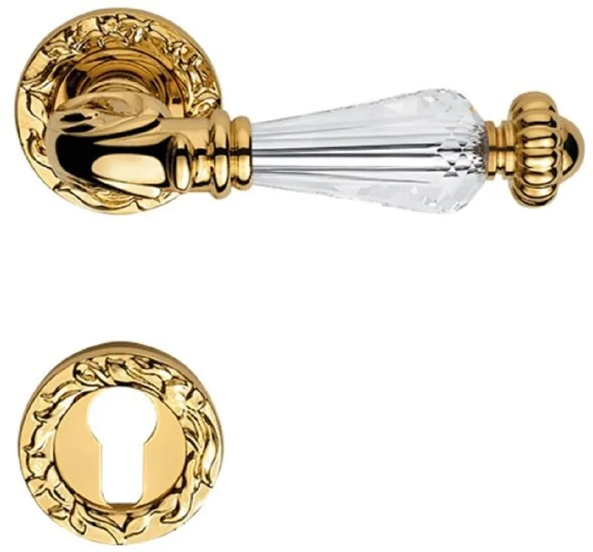 Schnäppchen Casa Padrino Luxury Baroque Brass Door Handle Set with Swarovski Crystal Glass Gold 13.7 x H. 5.3 cm - Luxury Quality