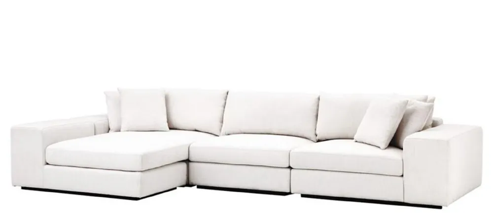 Markenprodukt Casa Padrino Luxury Living Room Corner Sofa White / Black 380 x 200 x H. 90 cm - Luxury Furniture
