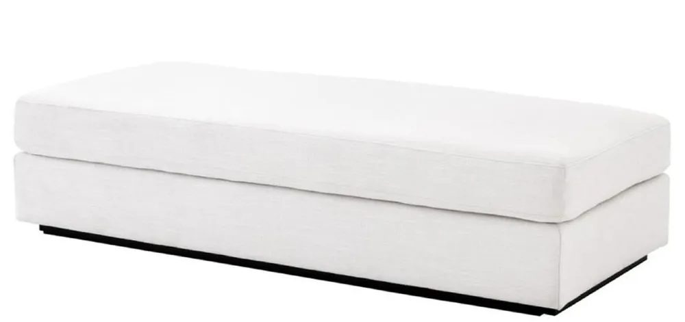 Casa Padrino Luxury Living Room Footstool White / Black 178 x 83 x H. 40 cm - Luxury Furniture Must-Have