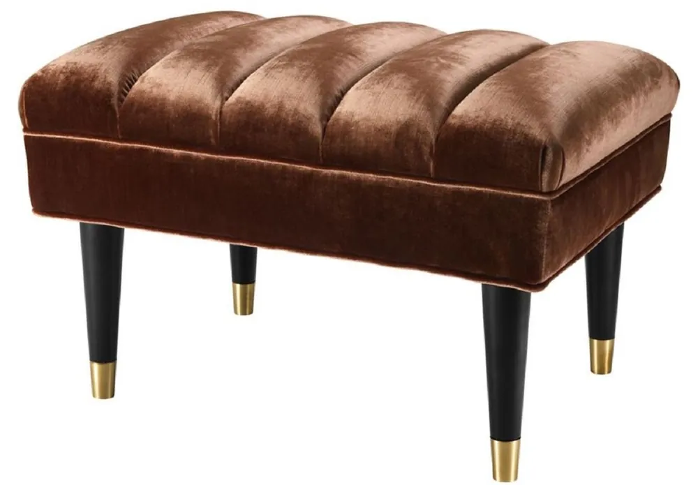 Neu Casa Padrino Luxury Bench Dark Orange / Black / Gold 68 x 50 x H. 45 cm - Luxury Quality