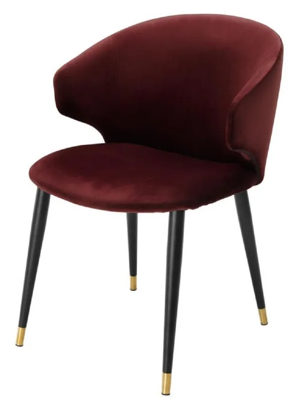Heißes Angebot Casa Padrino luxury dining chair with armrests dark bordeaux red / black / gold 57 x 66 x H. 83 cm - Dining Room Furniture