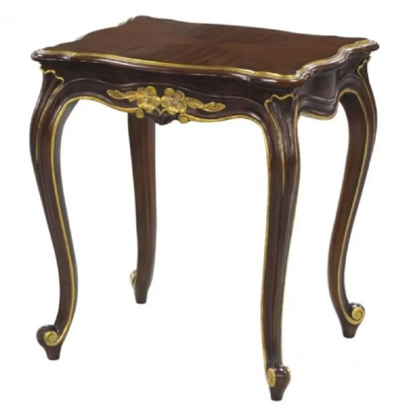 Casa Padrino Luxury Baroque Side Table Dark Brown / Gold 58 x 48 x H. 66 cm - Luxury Quality Bestseller