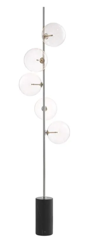 Kracherpreis Casa Padrino luxury halogen floor lamp silver / black Ø 44 x H. 190 cm - Energy Saving Lamp with Noble Marble Base