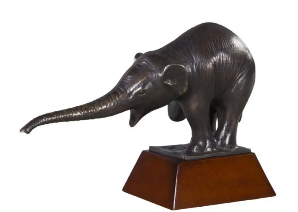 Zertifiziert Casa Padrino luxury bronze figure with wooden base elephant bronze / brown 42 x 17 x H. 29 cm - Luxury Decoration