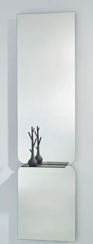 Casa Padrino Luxury Mirror Black 47 x H. 180 cm - Designer Wall Mirror with Powder Coated Aluminum Shelf Abverkauf
